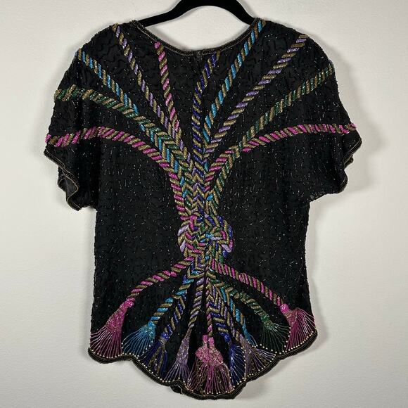 Vintage Marshall Fields Silk Beaded Blouse Women's Medium - Picture 12 of 12